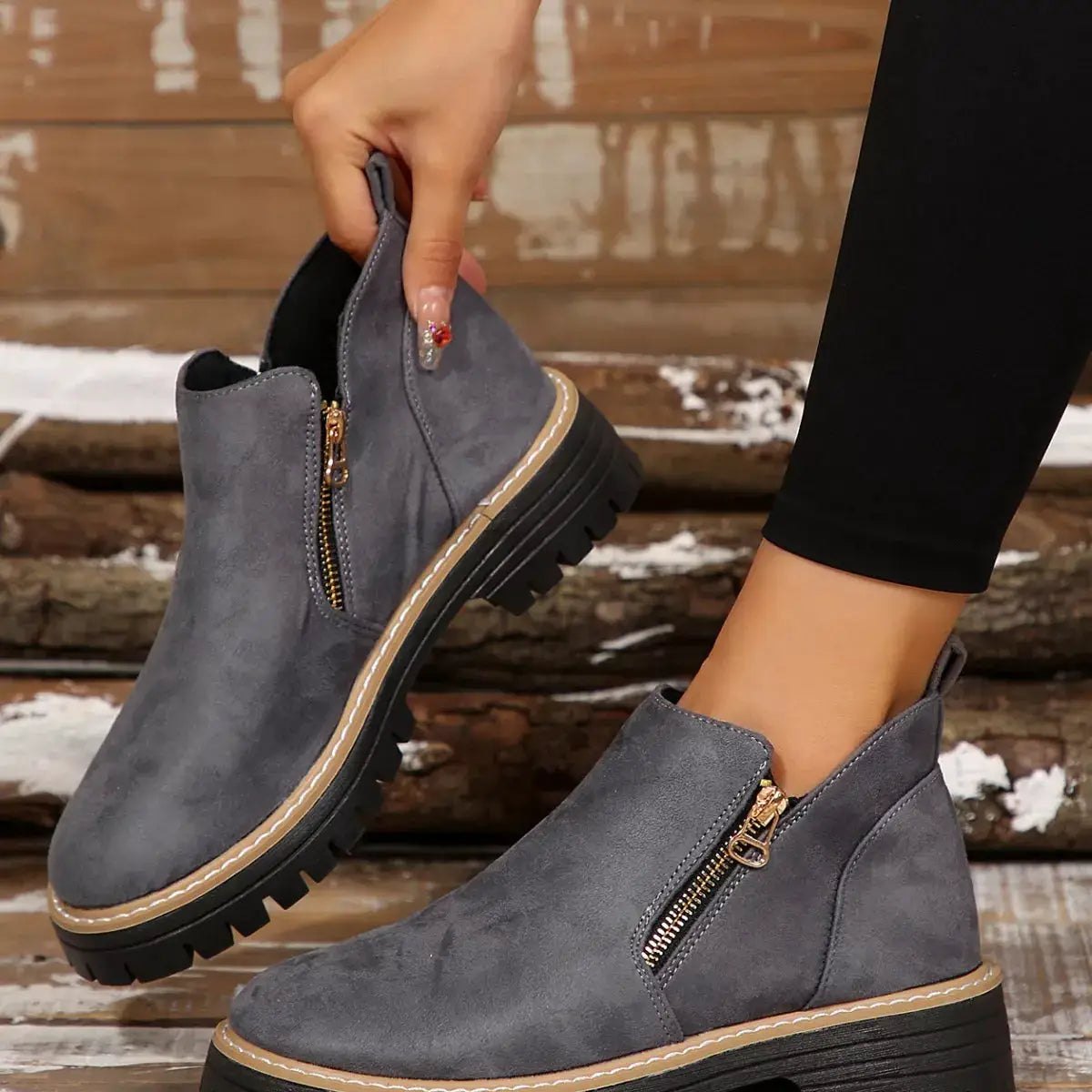 Side Zip Ankle Boots by Trendsi