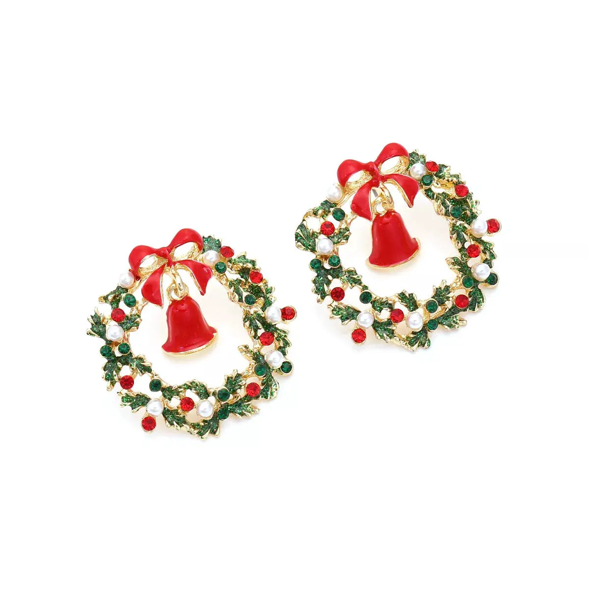 Christmas Wreath Bell Earrings by Trendsi