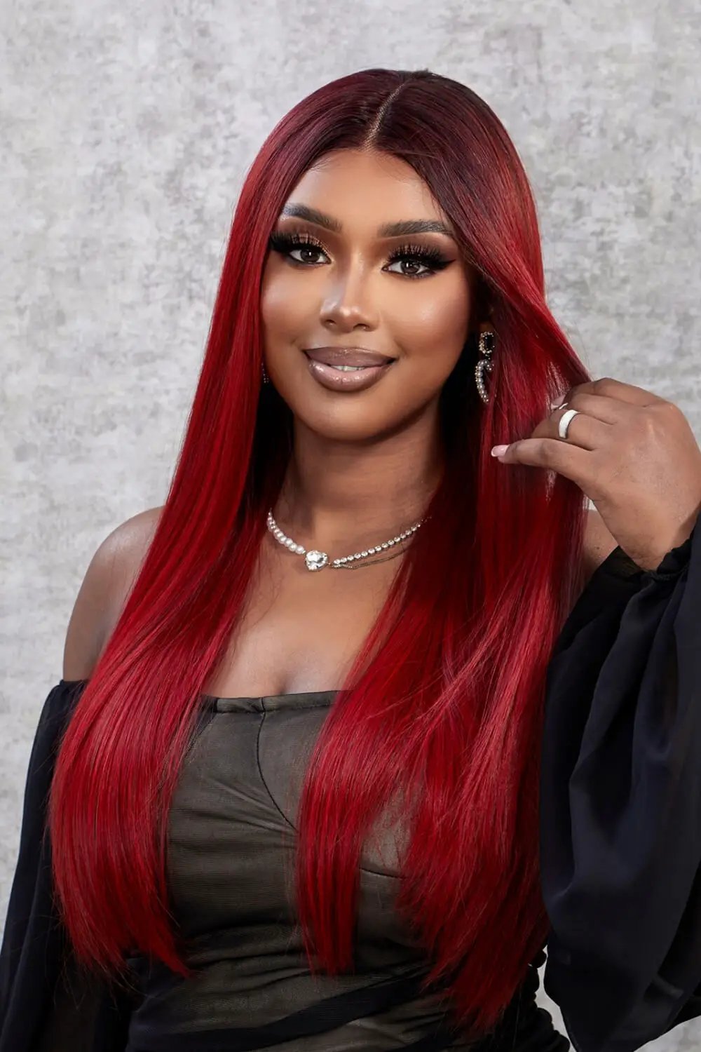 13*2" Lace Front Wigs Synthetic Straight 26" 150% Density by Trendsi