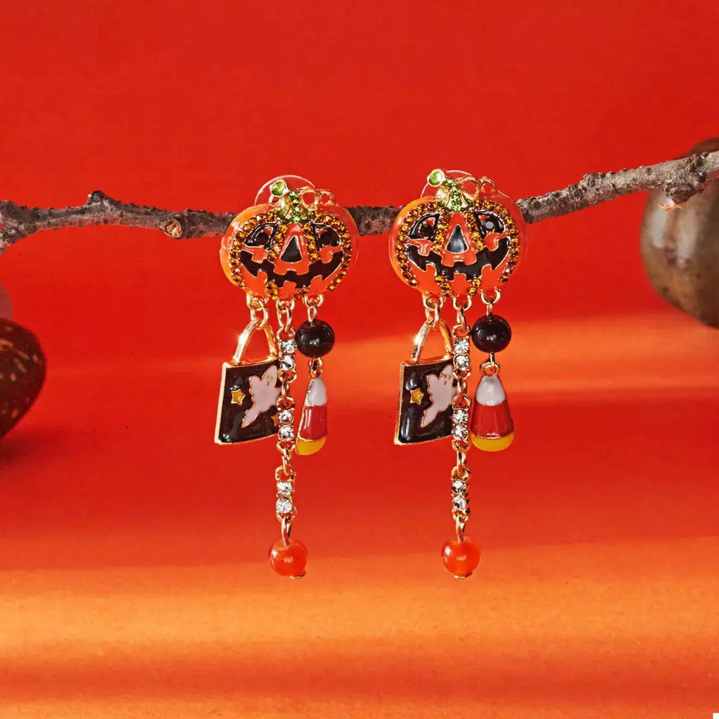 Halloween Pumpkin Drop Earrings by Trendsi