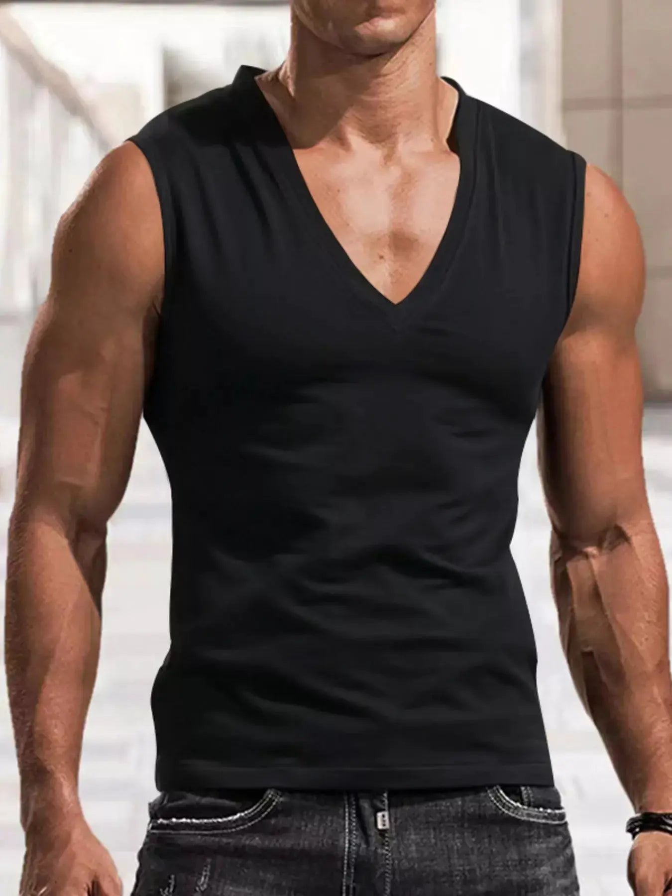 Men's Full Size V-Neck Tank Top Plus Size by Trendsi