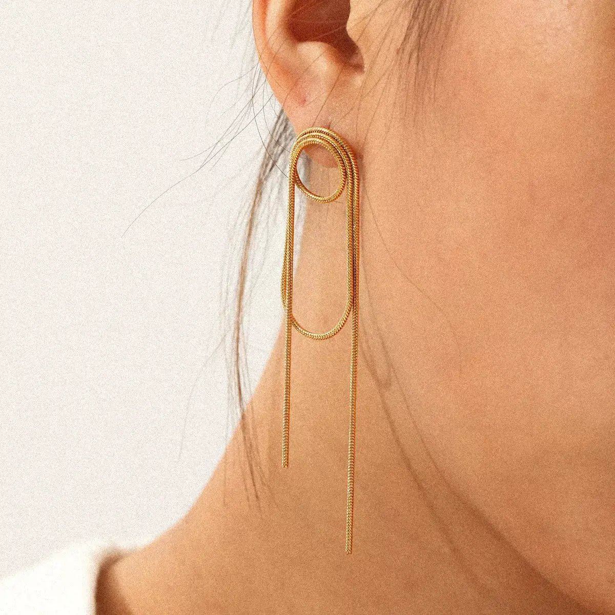 18K Gold-Plated Hoop Chain Earrings by Trendsi