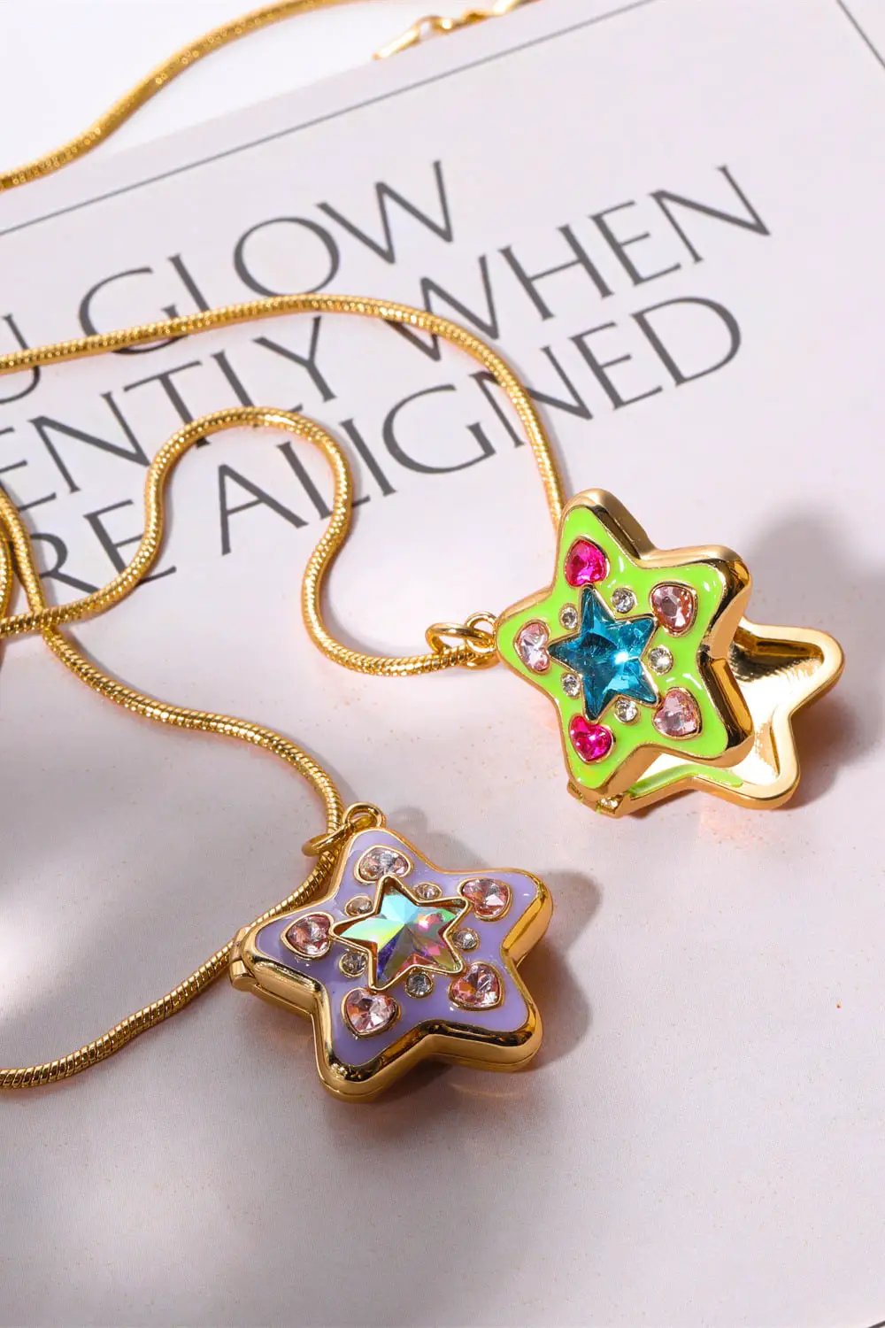 Rhinestone Decor Star Box Pendant Necklace by Trendsi