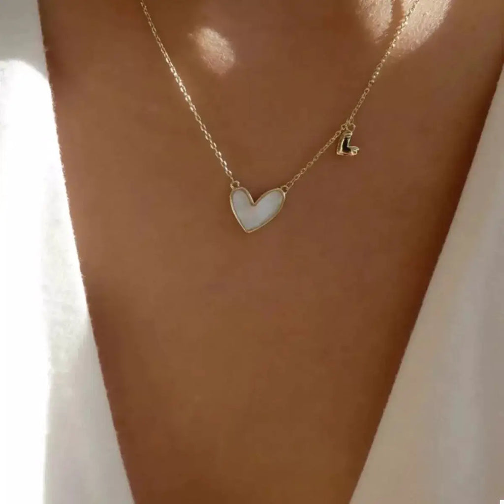 Alloy Heart Pendant Necklace by Trendsi
