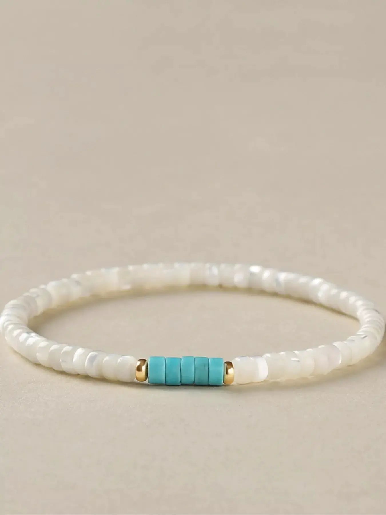 Turquoise Beaded Bracelet by Trendsi