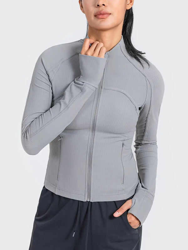 Millennia Zip-Up Long Sleeve Sports Jacket by Trendsi