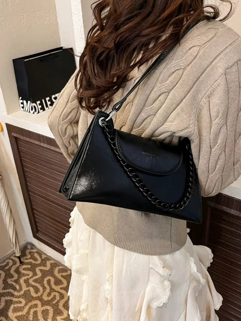 Chain Decor Flap Crossbody Bag by Trendsi