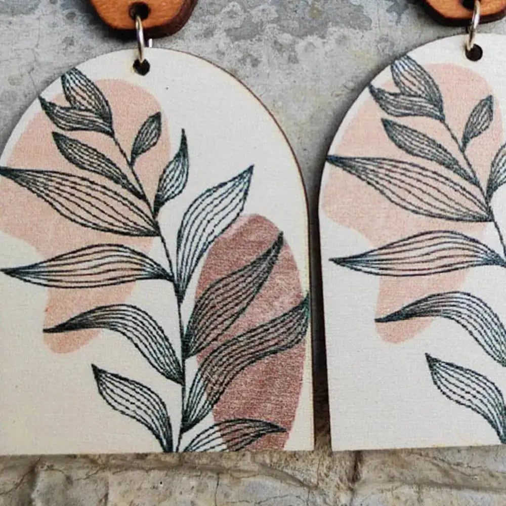 Geometrical Shape Wooden Drop Earrings by Trendsi