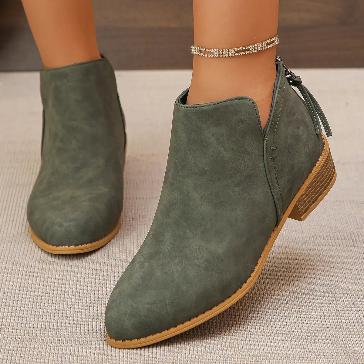 Classic Block Heel Ankle Boots by Trendsi
