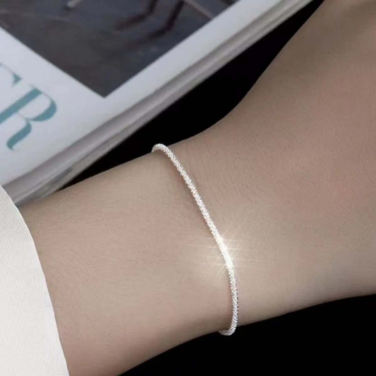 925 Sterling Silver Chain Adjustable Bracelet by Trendsi