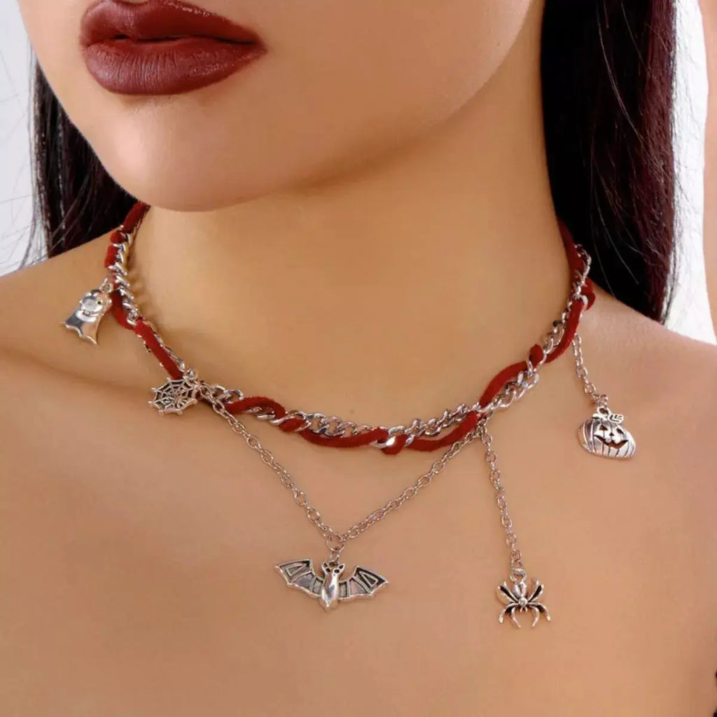 Halloween Double Layered Pendant Necklace by Trendsi