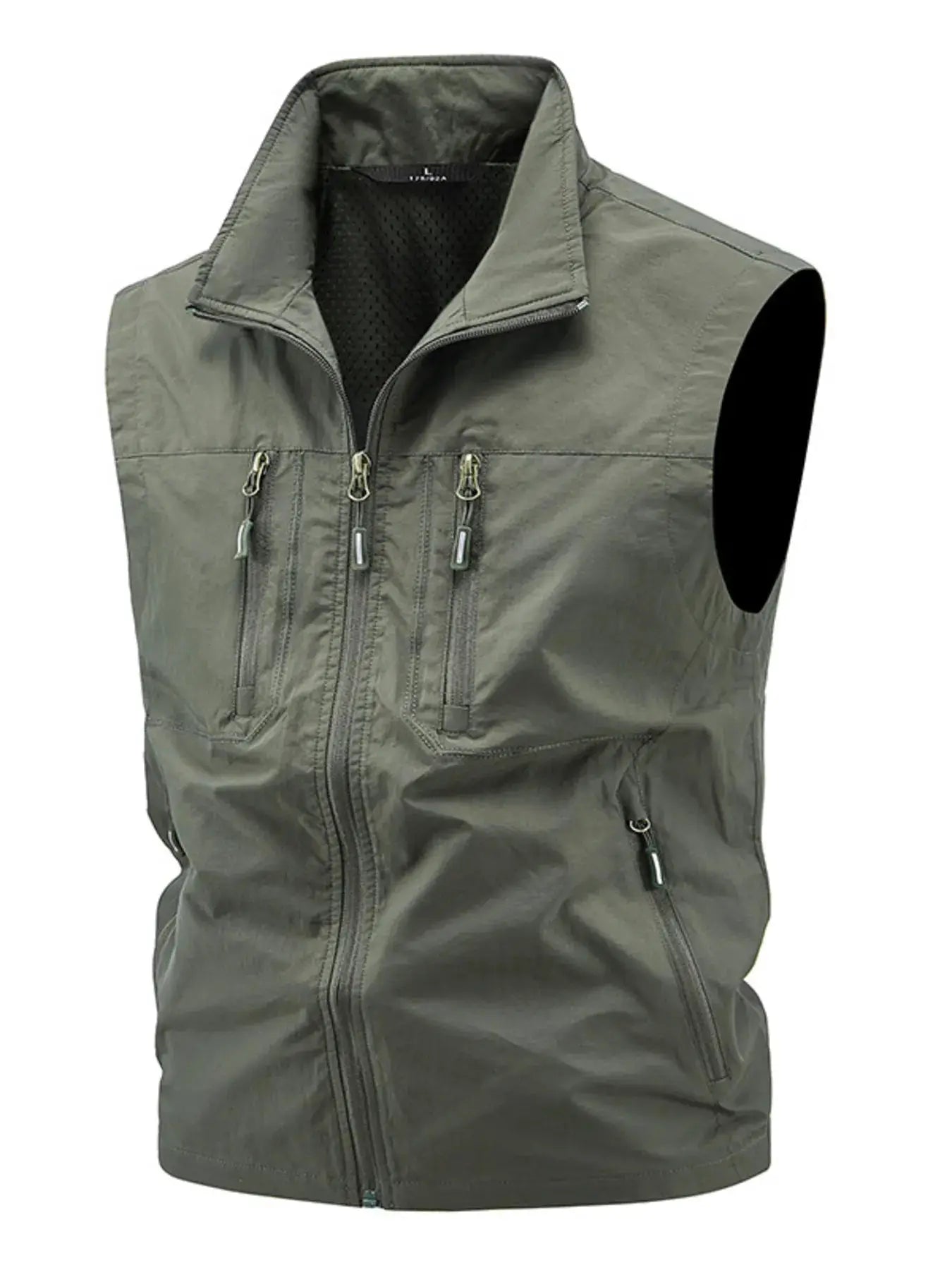 Men's Plus Size Lightweight Multi-Pocket Outdoor Vest by Trendsi