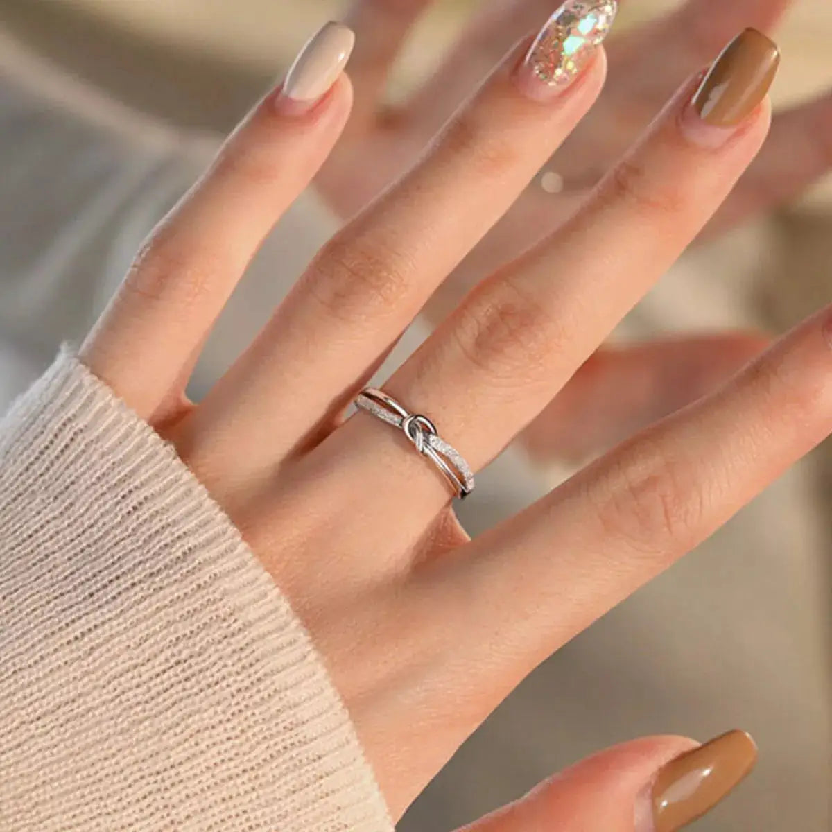 925 Sterling Silver Knot Ring by Trendsi