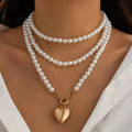 Pearl Chain Heart Necklace by Trendsi