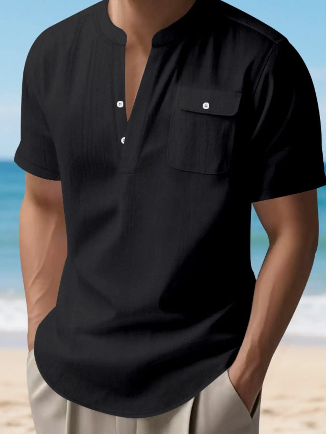 Men's Full Size Button Detail Short Sleeve Shirt Plus Size by Trendsi