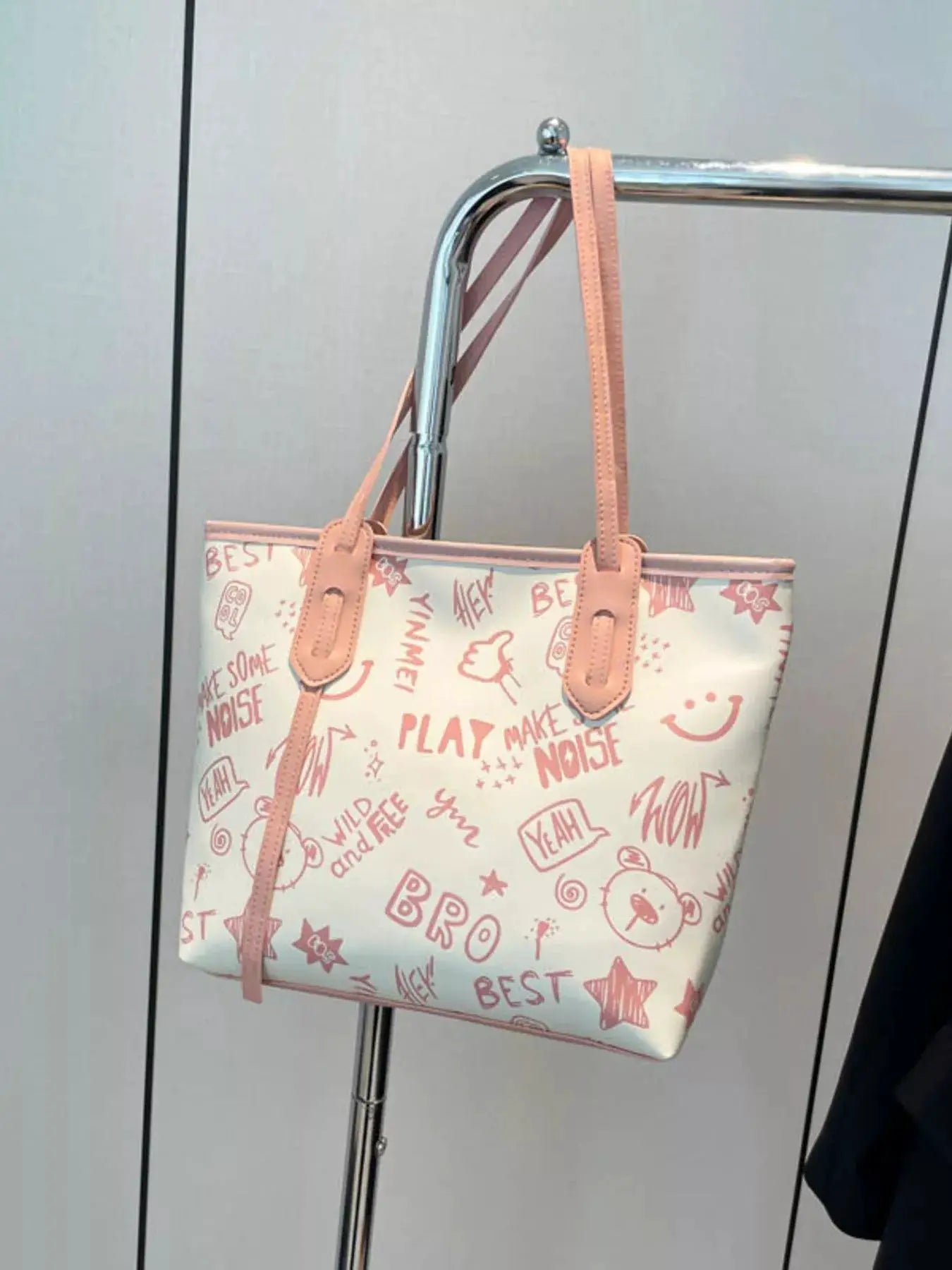Graffiti Print Casual Tote Bag by Trendsi