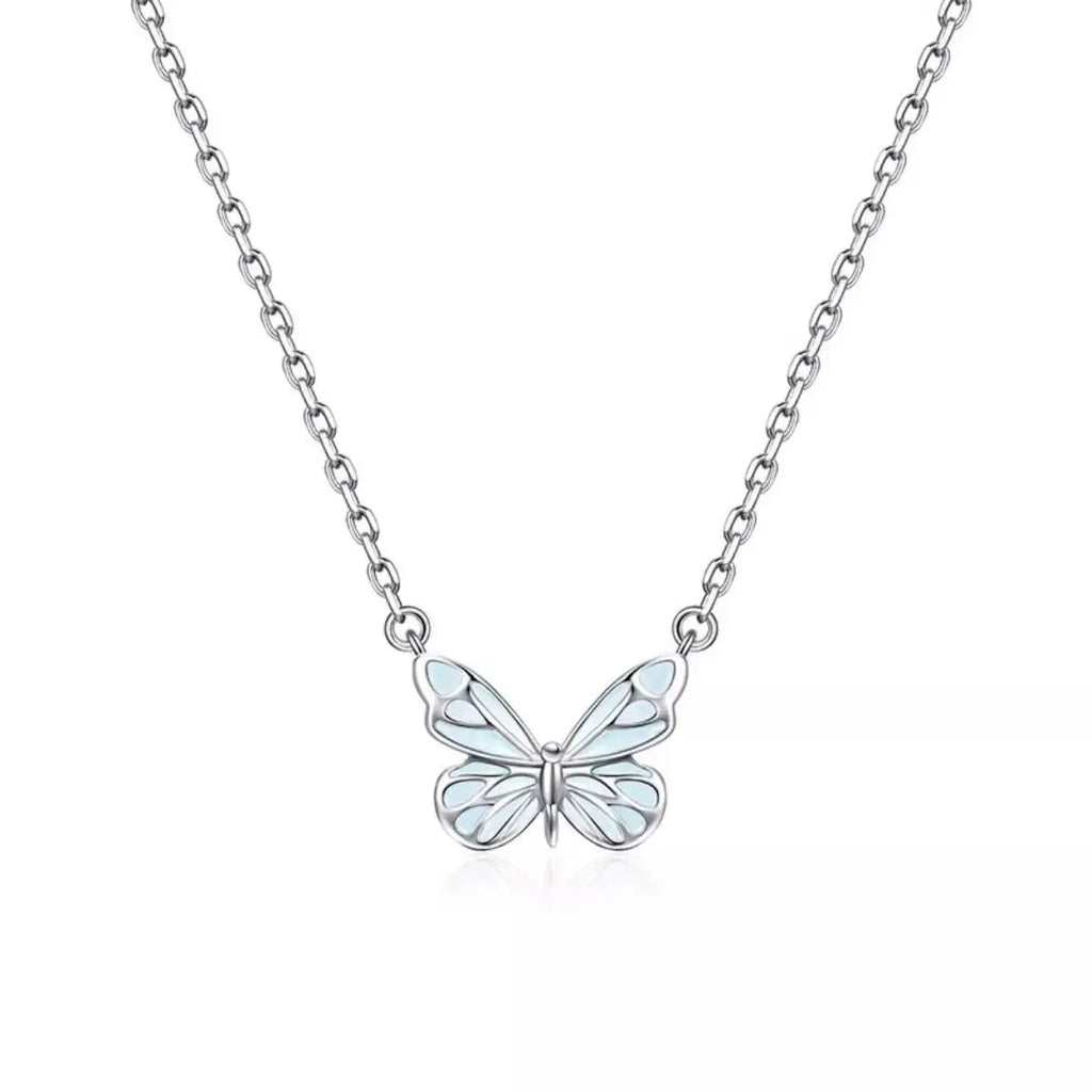 925 Sterling Silver Butterfly Necklace by Trendsi