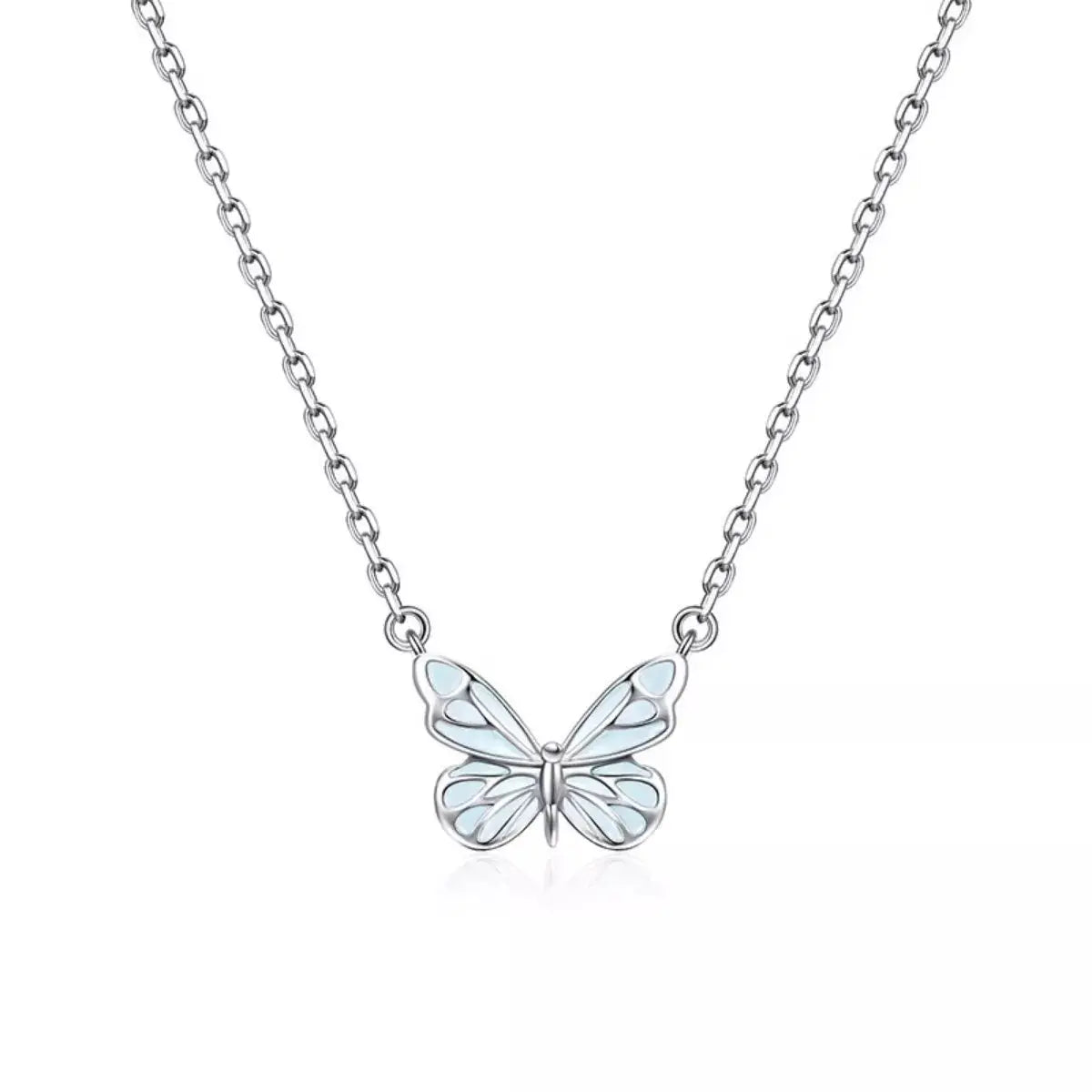 925 Sterling Silver Butterfly Necklace by Trendsi