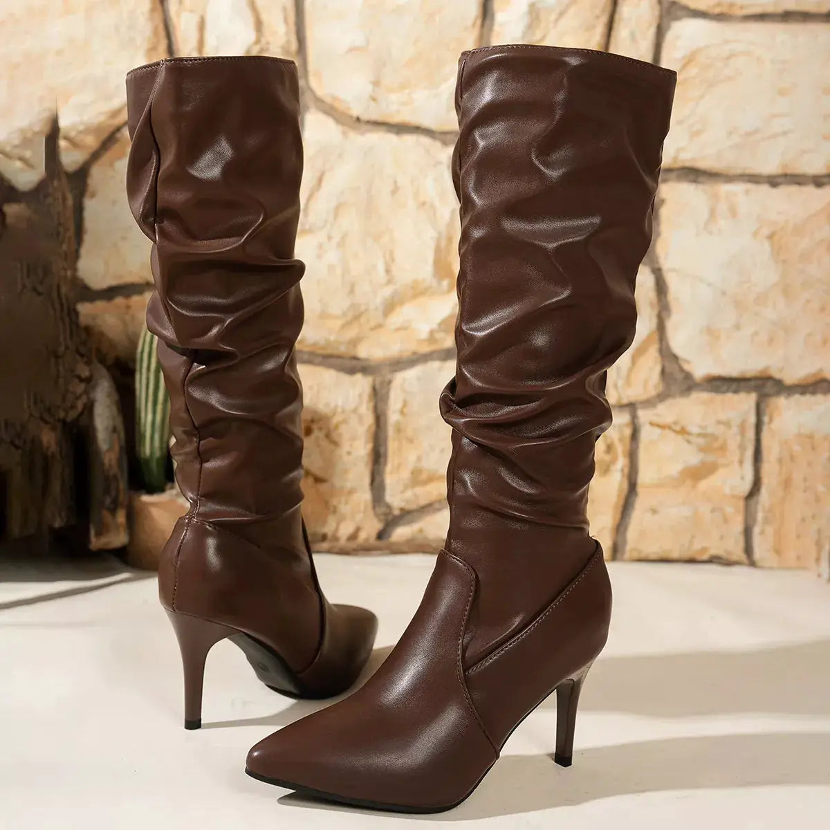 Point Toe Stiletto Boots by Trendsi