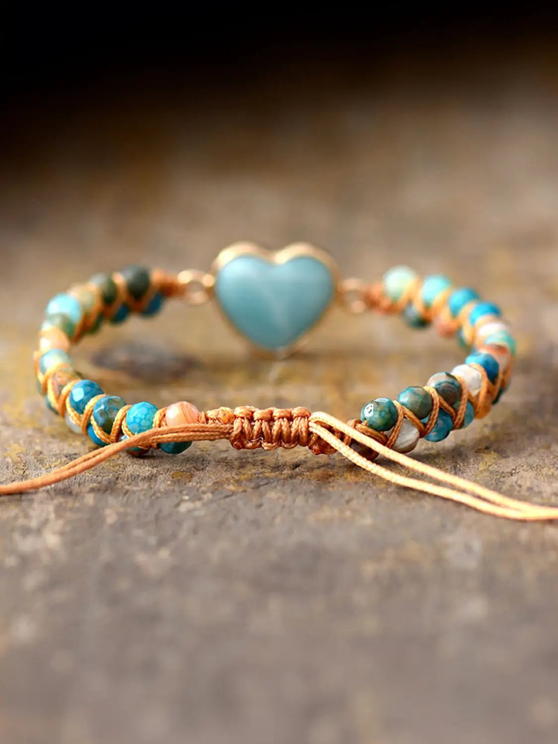 Heart Shape Beaded Bracelet by Trendsi