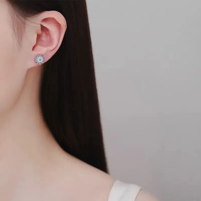 925 Sterling Silver Moissanite Zircon Stud Earrings by Trendsi