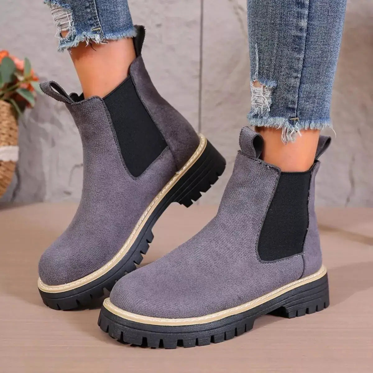 Round Toe Platform Boots by Trendsi