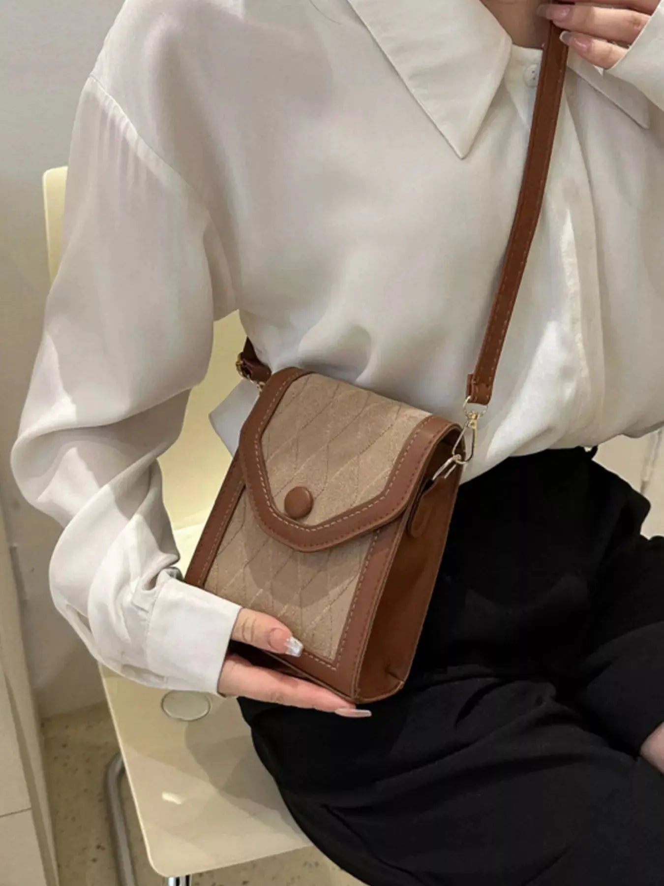 Adjustable Strap Flap Crossbody Bag by Trendsi