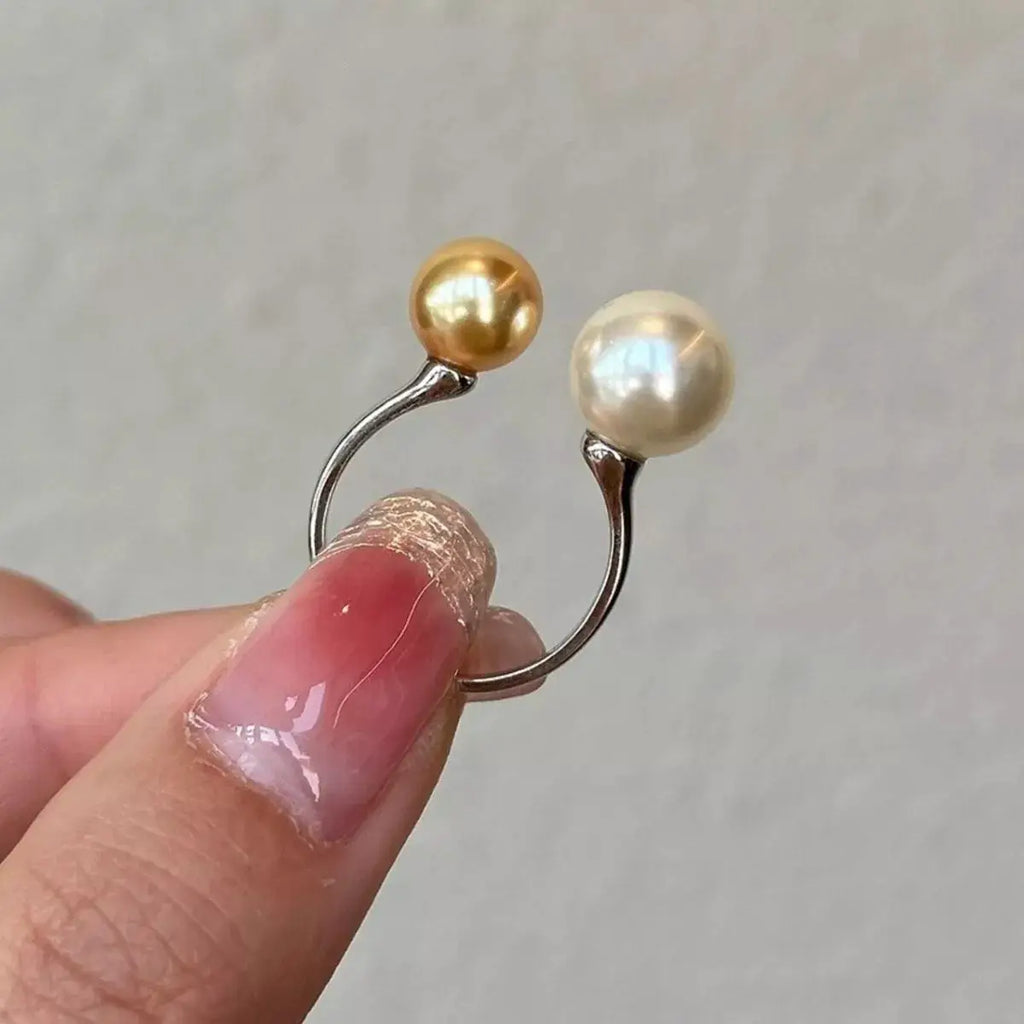 Double Pearl Open Ring by Trendsi