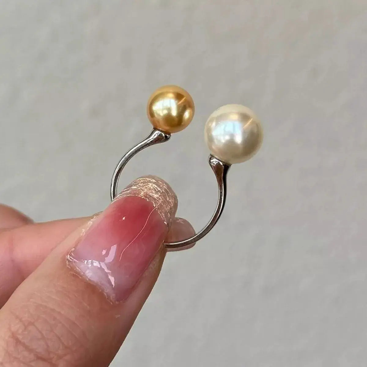 Double Pearl Open Ring by Trendsi