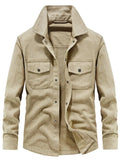 Men's Plus Size Dual Chest Pockets Shacket by Trendsi
