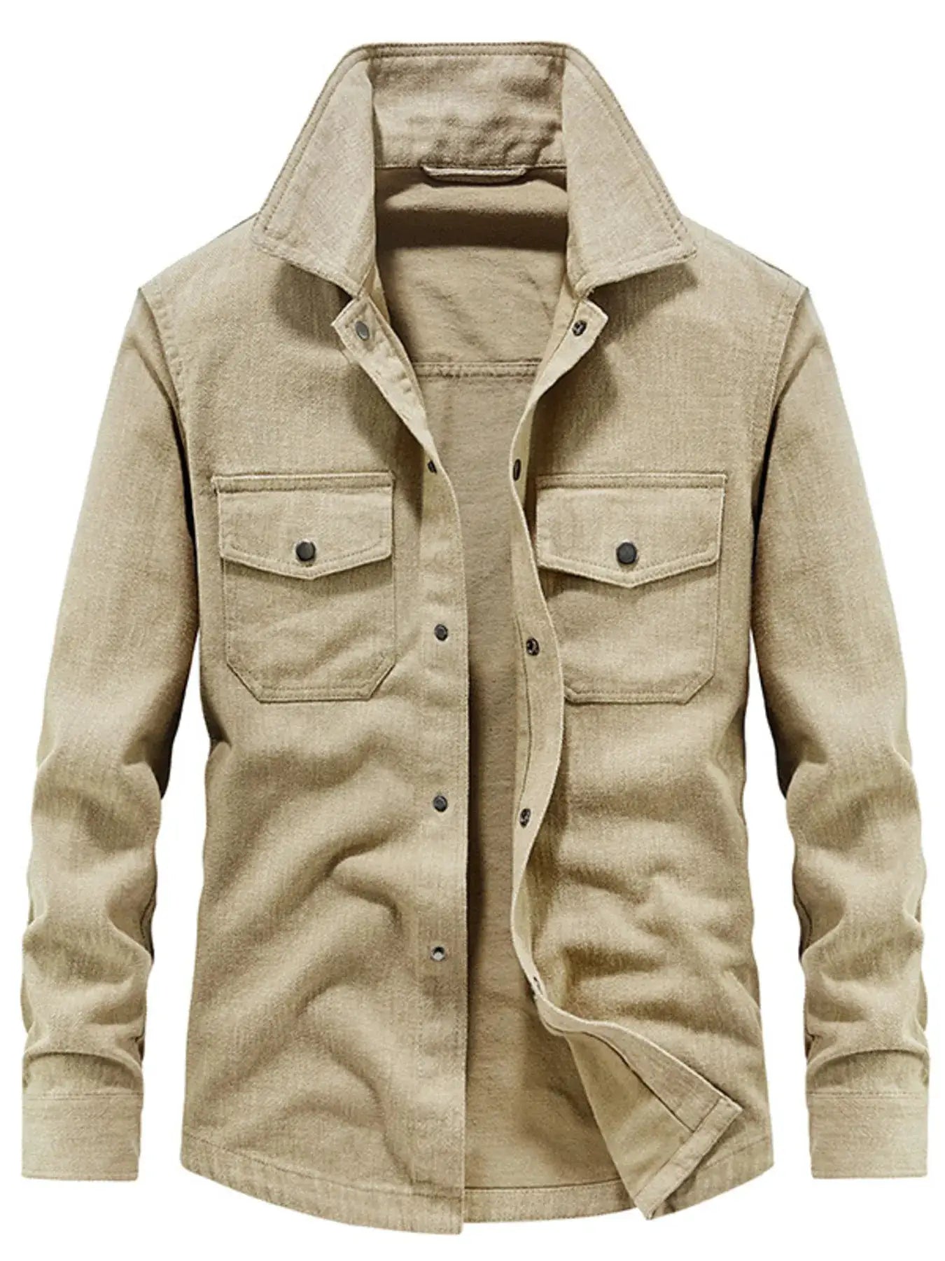 Men's Plus Size Dual Chest Pockets Shacket by Trendsi