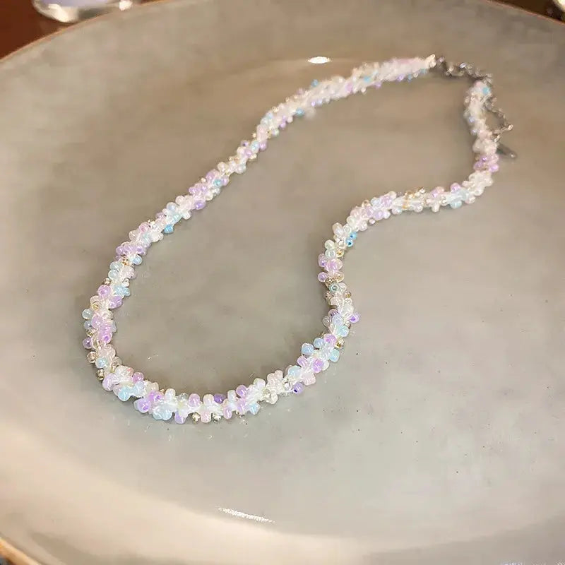 Titanium Steel Rice Bead Necklace by Trendsi