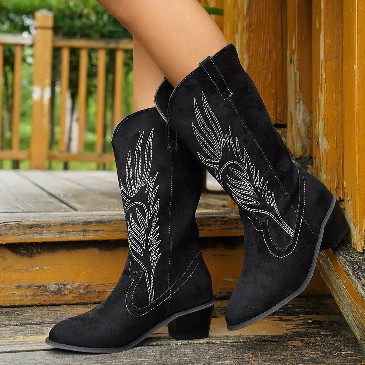 Point Toe Block Heels Boots by Trendsi