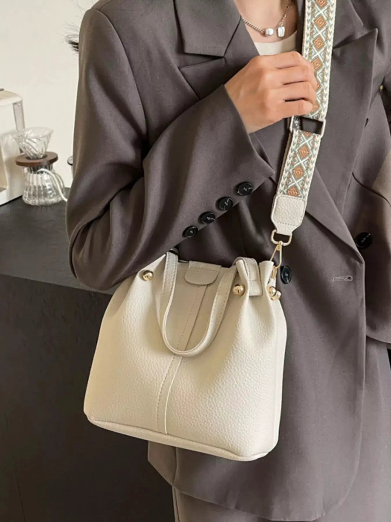 Crossbody Bag with Patterned Strap by Trendsi