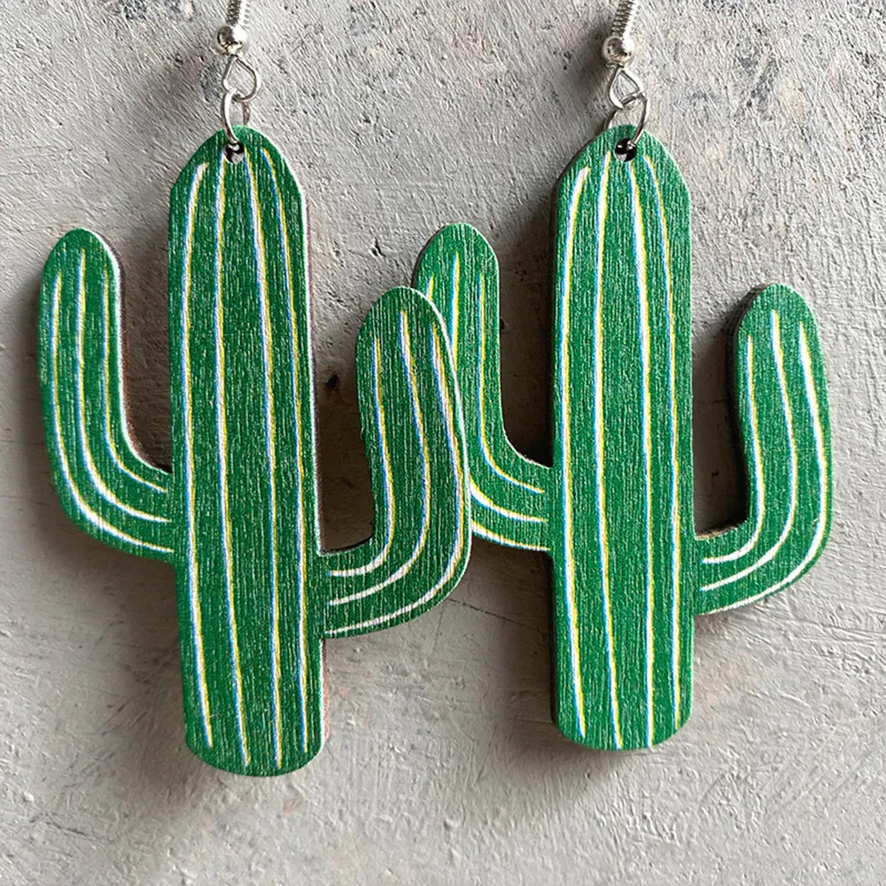 Iron Hook Wooden Earrings by Trendsi