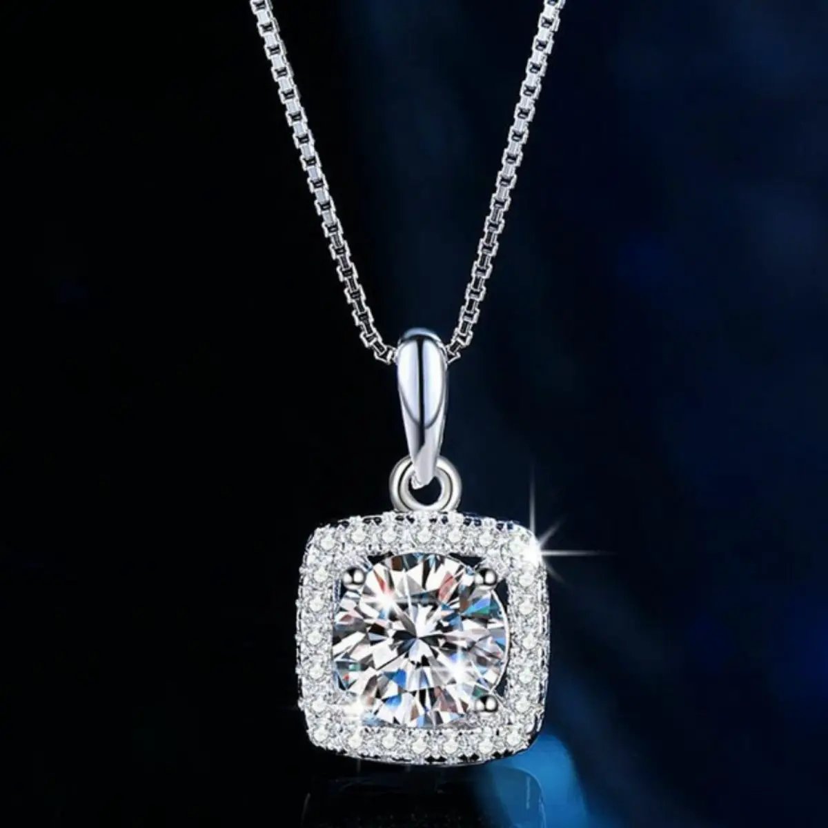 Moissanite 925 Sterling Silver Pendant Necklace by Trendsi