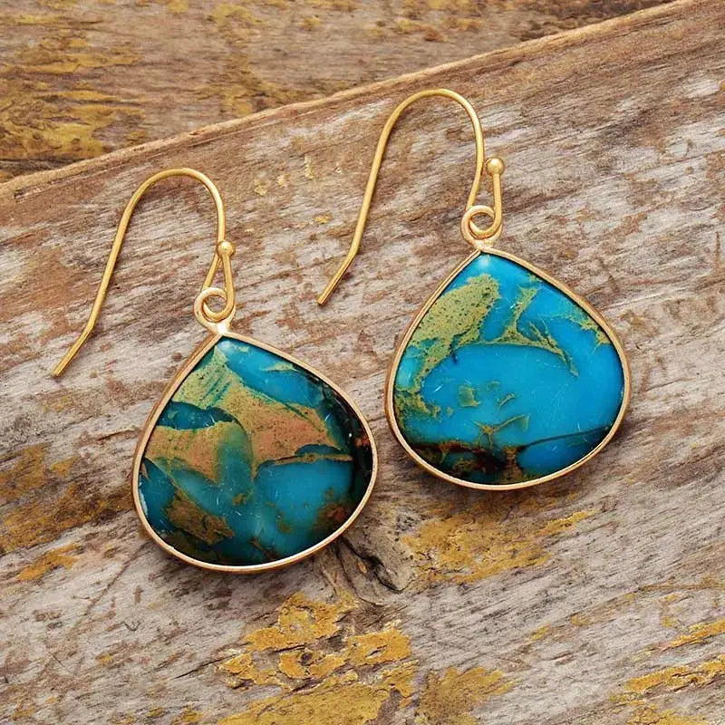 18K Gold-Plated Natural Stone Earrings by Trendsi