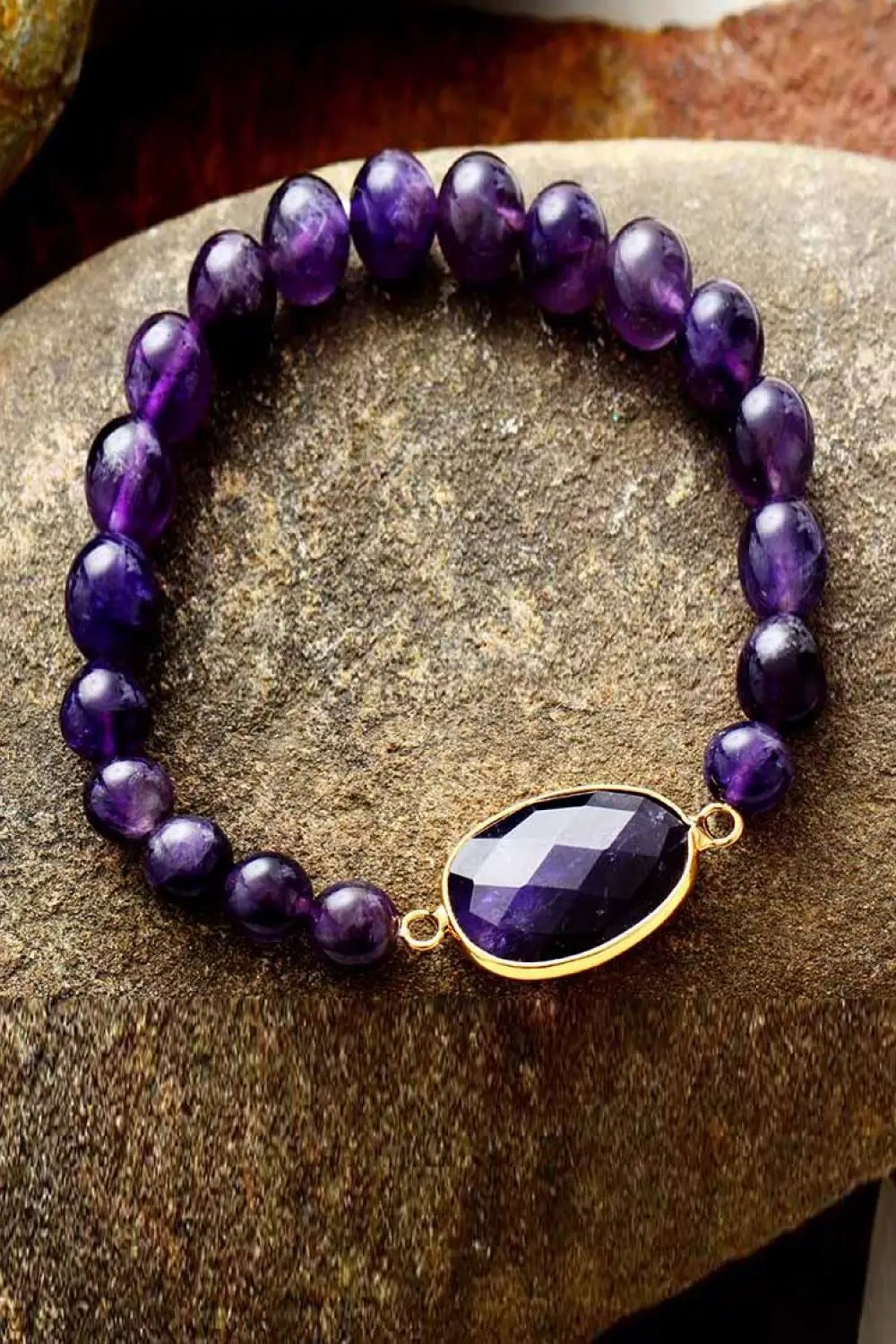 Handmade Amethyst Beaded Bracelet by Trendsi