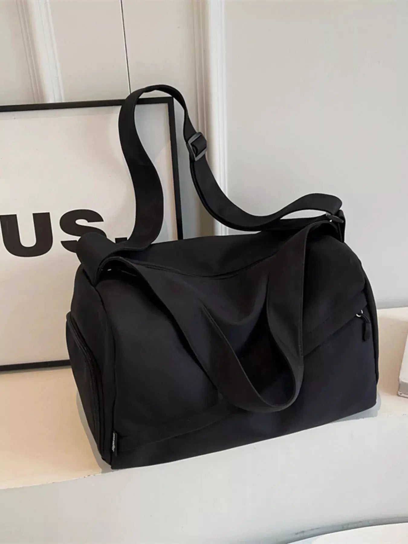Adjustable Strap Solid Color Travel Bag by Trendsi
