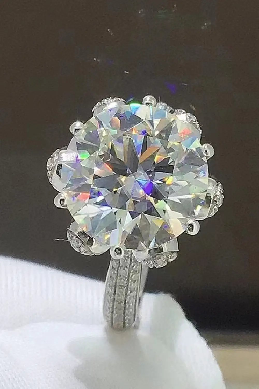 5 Carat Moissanite Side Stone Ring by Trendsi