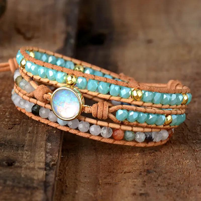 Opal Beaded Layered Bracelet by Trendsi