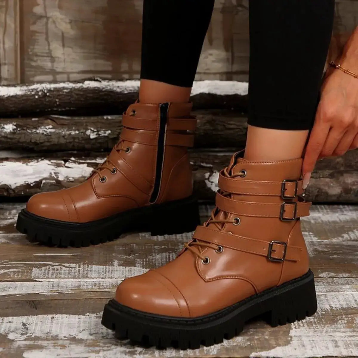 Round Toe Platform Boots by Trendsi