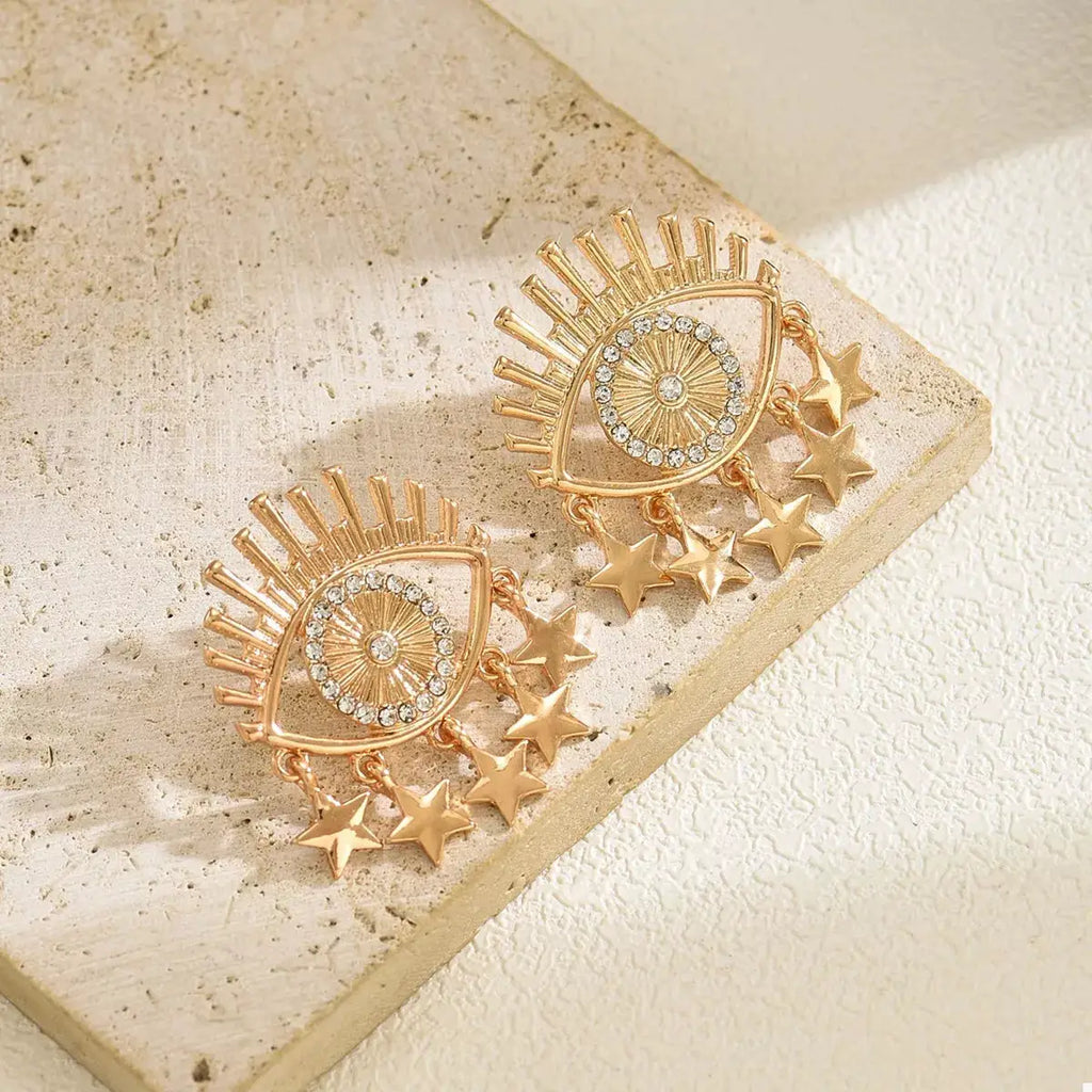 18K Gold-Plated Evil Eye Star Earrings by Trendsi