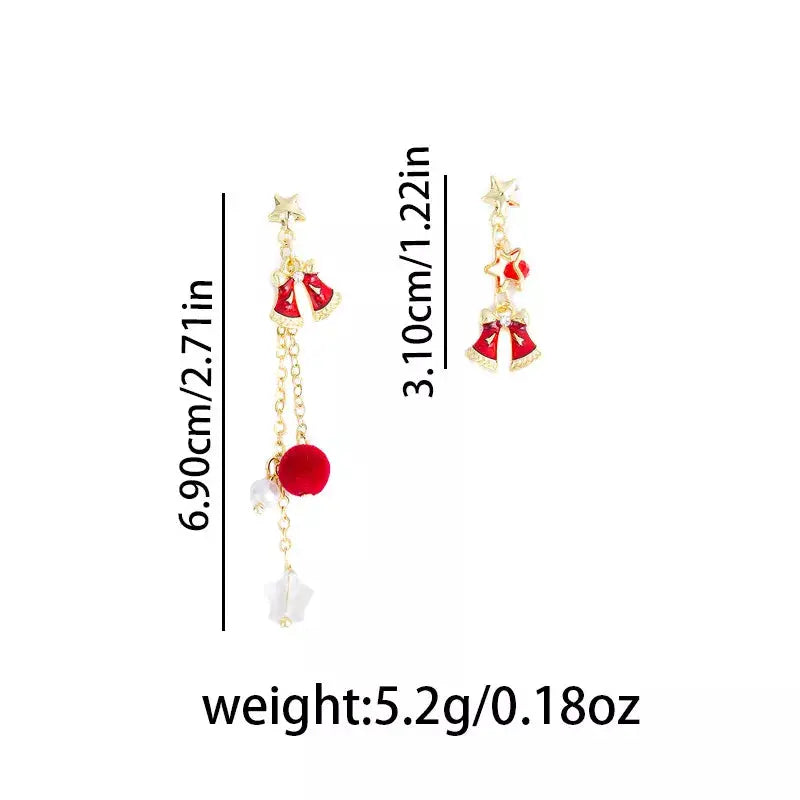 18K Gold-Plated Christmas Bell Earrings by Trendsi