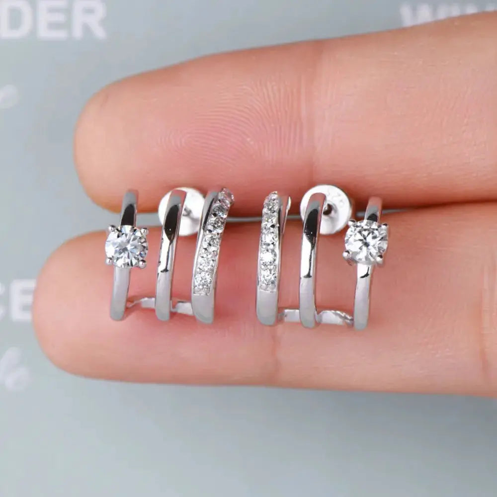 Moissanite 925 Sterling Silver Earrings by Trendsi