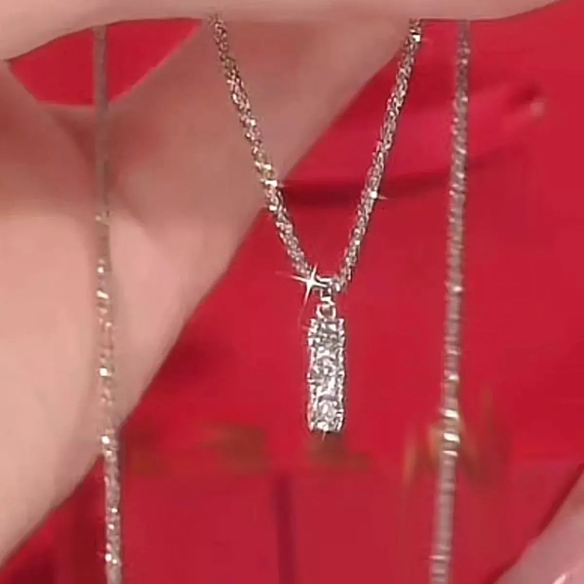 Moissanite 925 Sterling Silver Bar Necklace by Trendsi