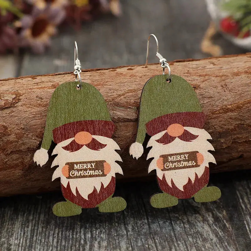 Wooden Gnome Dangle Earrings by Trendsi