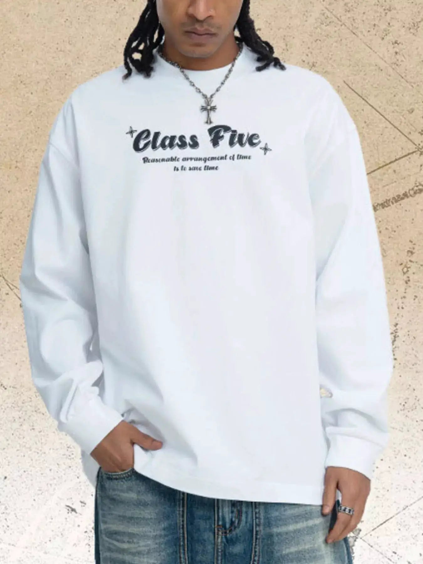 Men's Class Five Graphic Long Sleeve T-Shirt by Trendsi