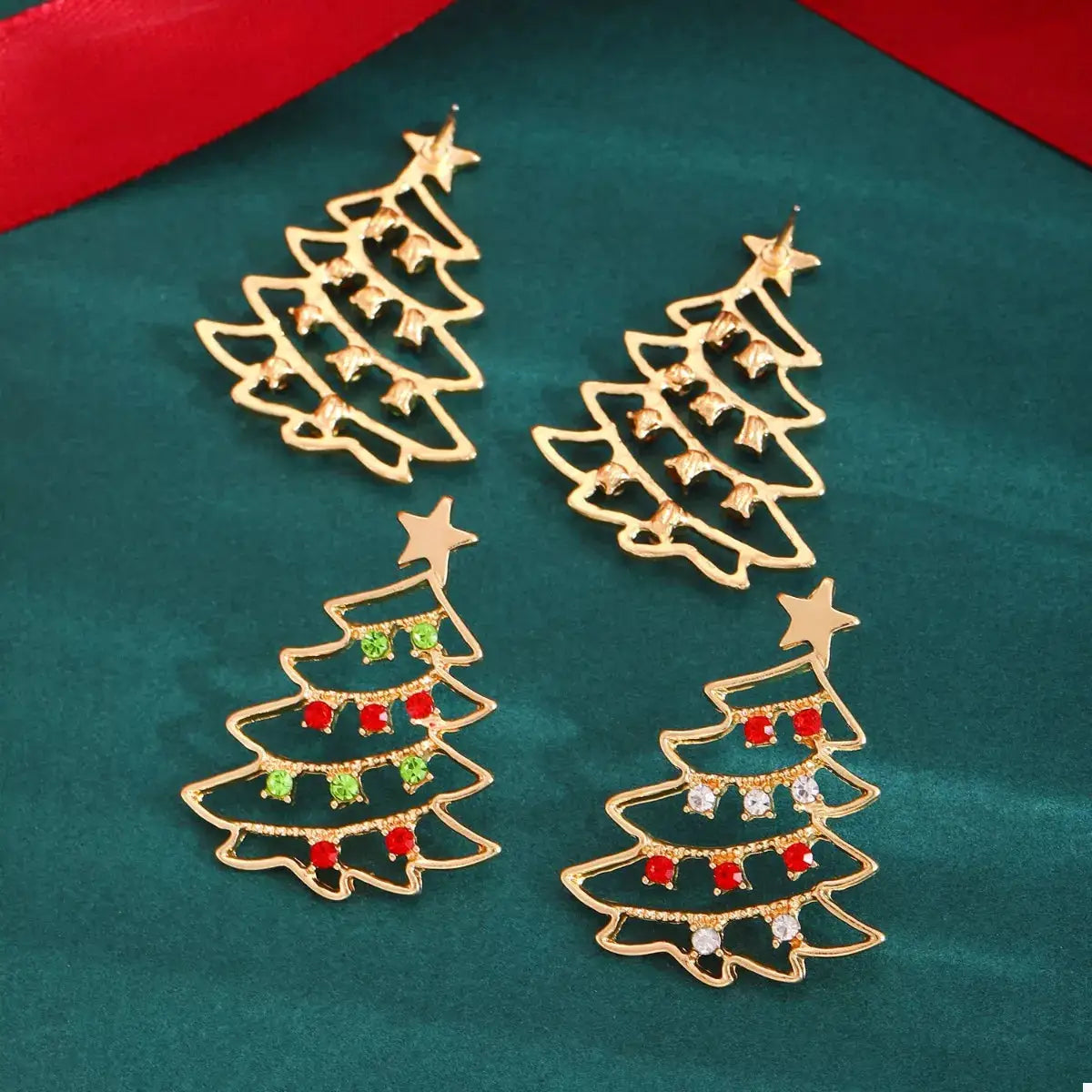 18K Gold-Plated Christmas Tree Earrings by Trendsi