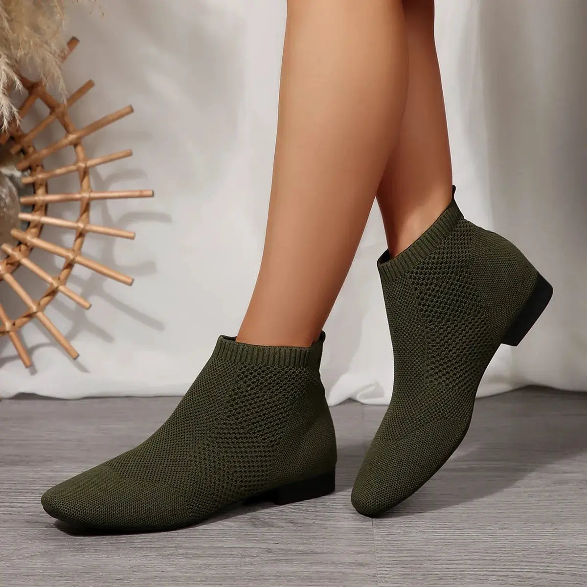 Mesh Knit Ankle Boots with Stretch Comfort Fit by Trendsi